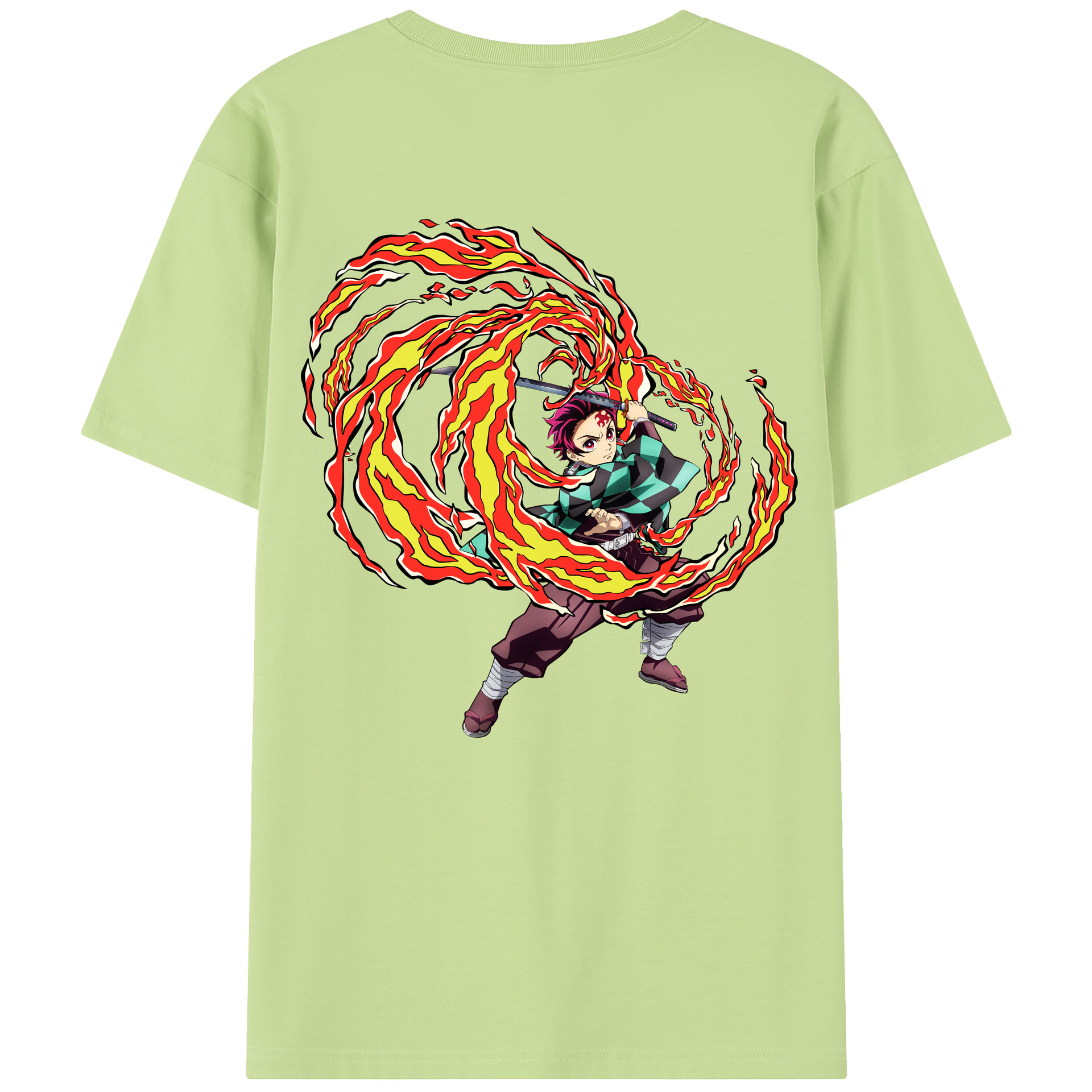 （画像用） 鬼滅の刃 竈門 炭治郎／かまど たんじろう Kamado Tanjirou 綿100％半袖Tシャツ（背面プリント）